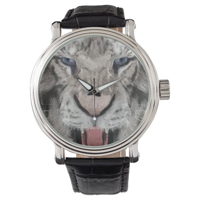Vita Tigerhuvud Vilda Liv Estetik Armbandsur (Framsida)