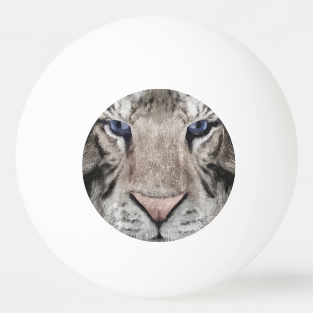 Vita Tigerhuvud Vilda Liv Estetik Pingisboll (Framsidan)
