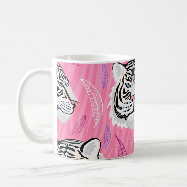 Vita tigerroar: Jungle Rainforest Mönster Kaffemugg (Vänster)