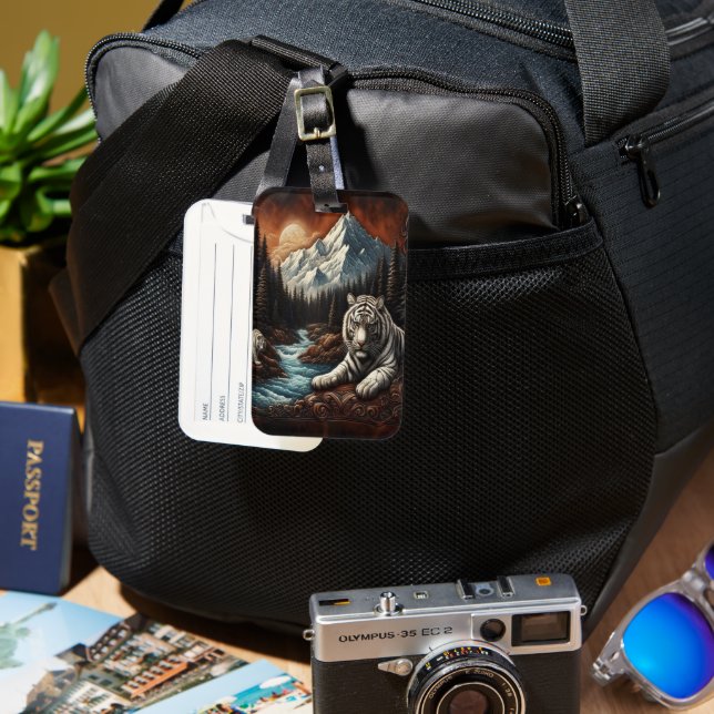 Vita Tigers vid floden Bagagebricka (Framsida & Baksida)