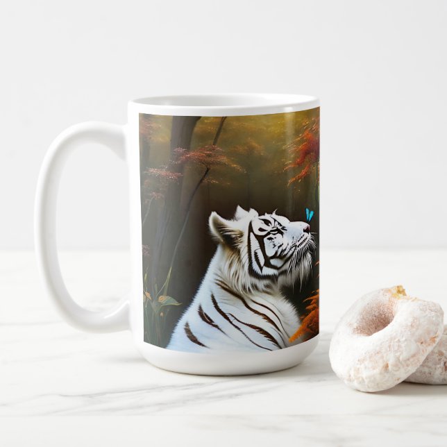 Vita tiggare som lyfter, kaffe Mugg (Med munk)