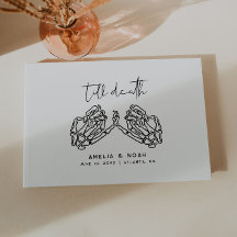 Vita till döden skelett-händer bröllop gästbok