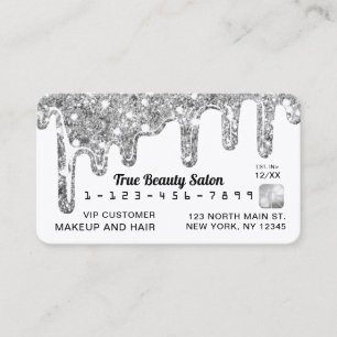 Vita tjock Glitter-drivrutin Silver Kredit Visitkort