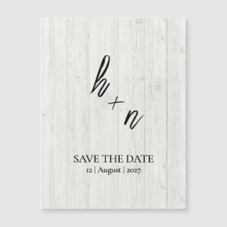 Vita Trä Initialer Minimalistisk Save the Date