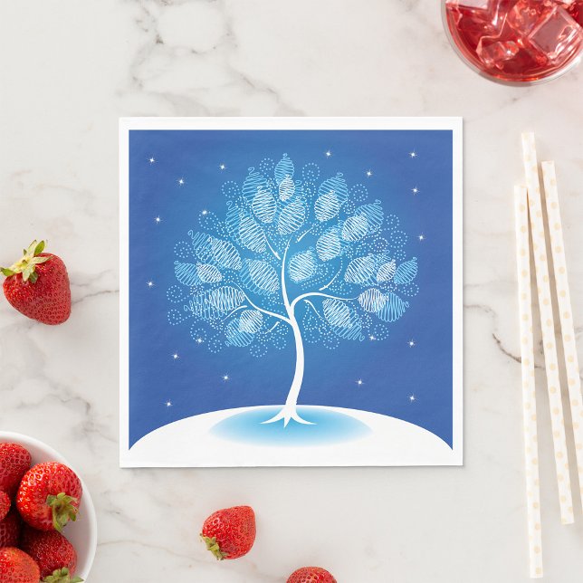 Vita Träd i Snö Pappersservett (Skapare uppladdad)