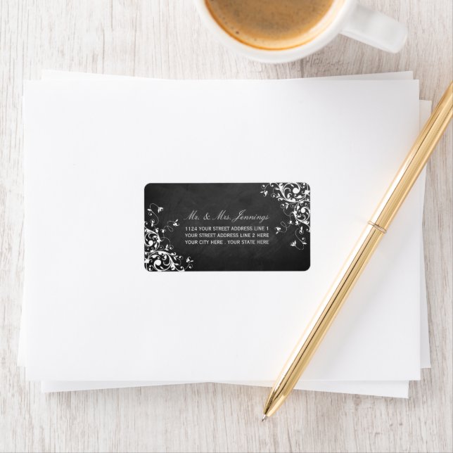 Vita trådar på Bröllopsetiketter i kalkplattan Adressetikett (Insitu)