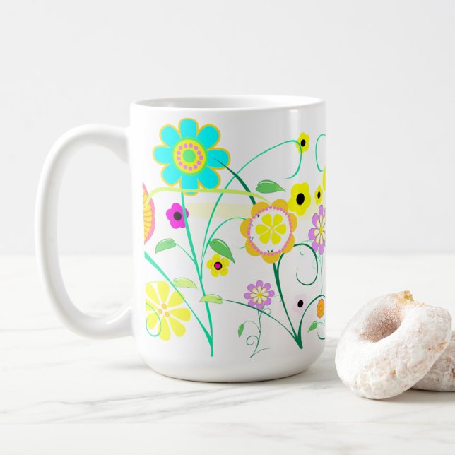 Vita trädgården kaffemugg ("A little burst of color for every sip")