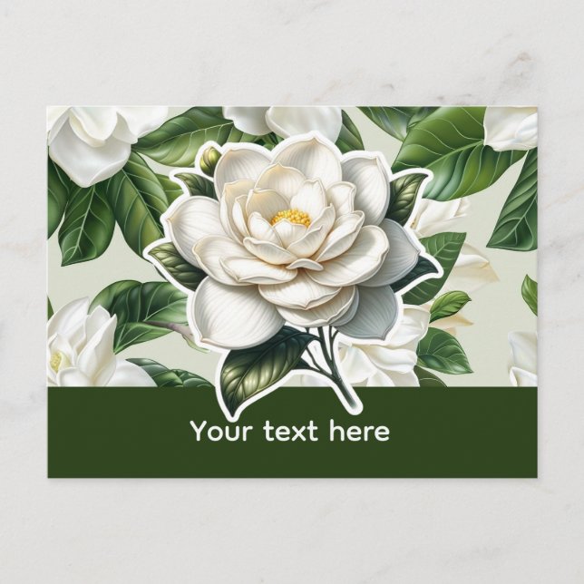 Vita Trädgårdsblommor av Gardenia Vykort (Framsida)