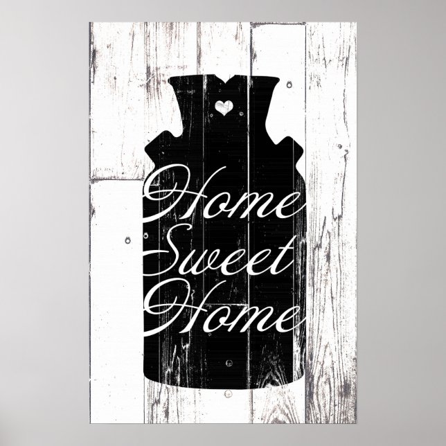 Vita träet Rustic Mjölk Jug Home Wall Art Poster (Framsidan)