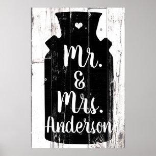 Vita träet Rustic Mjölk Jug Home Wall Art Poster