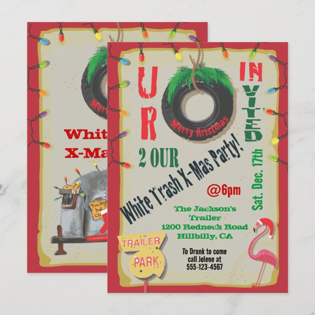 Vita Trailer Sopor-julfestinbjudan Inbjudningar (Fram/baksida)