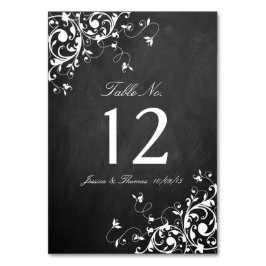 Vita trålar på Bordsnumret Bröllop i kalktavla Bordsnummer