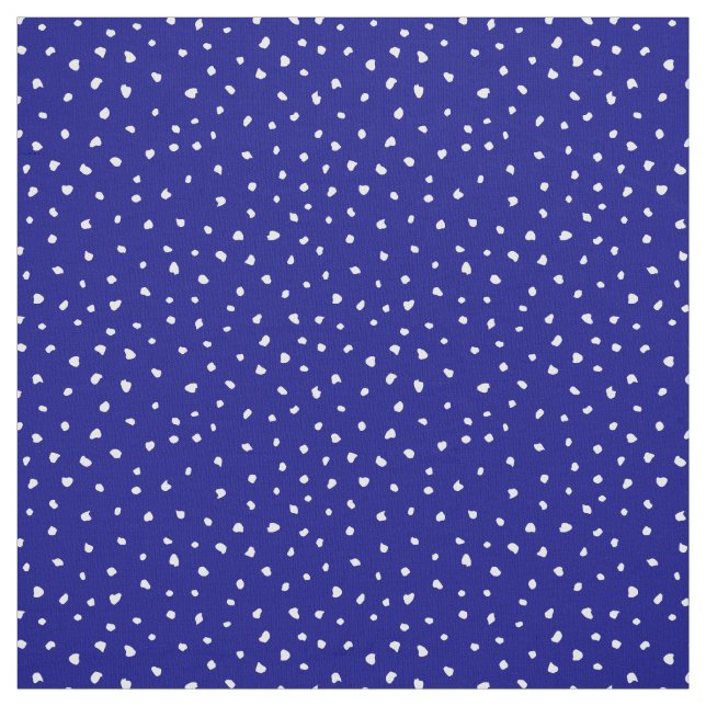 Vita Trendiget Modern Abstrakt Dots on Navy Blue Tyg (Provkarta)