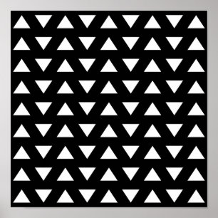 Vita trianglar på Black. Ett geometriskt Mönster. Poster