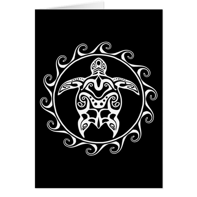 Vita Tribal Turtle Hälsningskort (Framsidan)