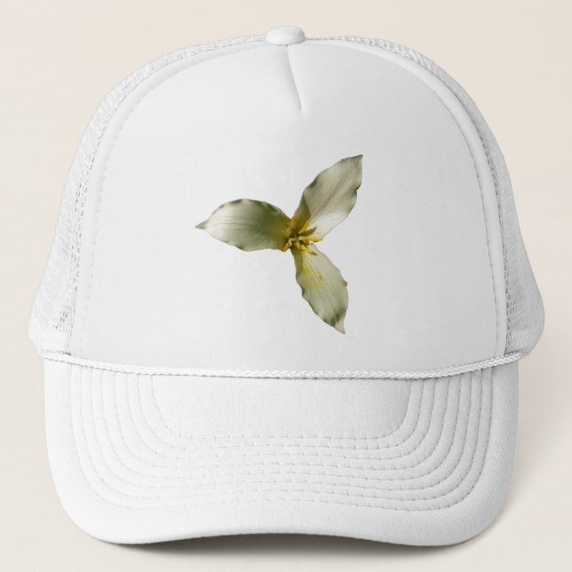 Vita Trillium Blommor Vår Vildblomma Keps (Framsida)