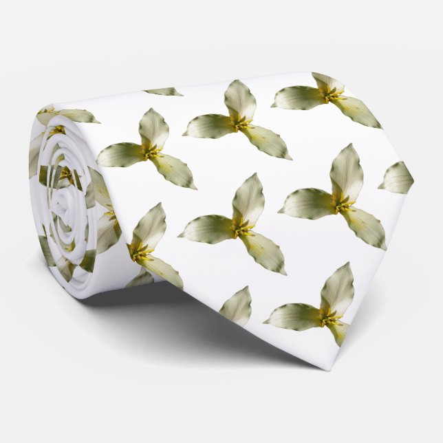 Vita Trillium Blommor Vår Vildblomma Slips (Rullad)