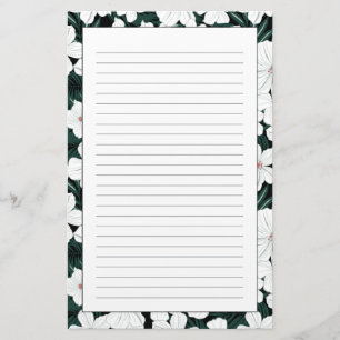 Vita tropiska blommor Mönster Brevpapper