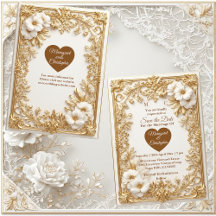 Vita tulpaner Guld Ornate Barock Save The Date 