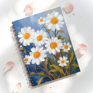 Vita tusenskönor akvarell blommor målade anteckningsbok