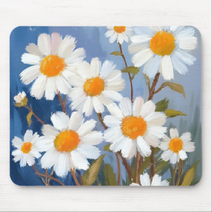 Vita tusenskönor akvarell blommor målade musmatta