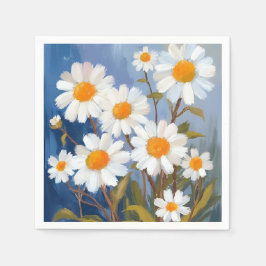 Vita tusenskönor akvarell blommor målade pappersservett