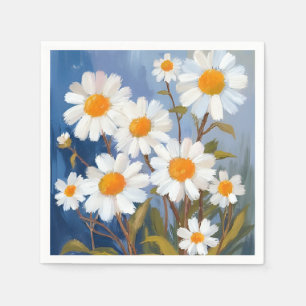Vita tusenskönor akvarell blommor målade pappersservett
