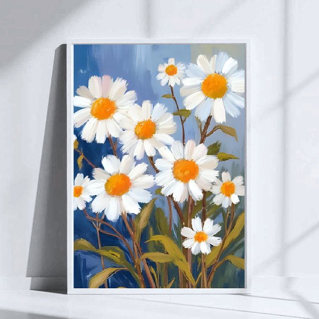 Vita tusenskönor akvarell blommor målade poster (Skapare uppladdad)