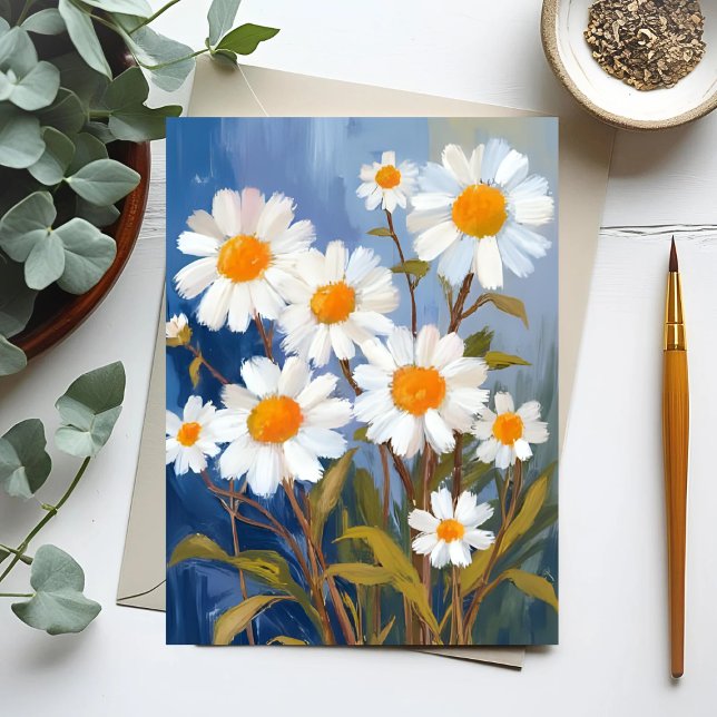 Vita tusenskönor akvarell blommor målade vykort (Skapare uppladdad)