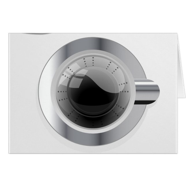 Vita Tvättande Maskin Hälsningskort (Framsidan Horizontal)