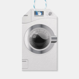 Vita Tvättande Maskin Presentetikett