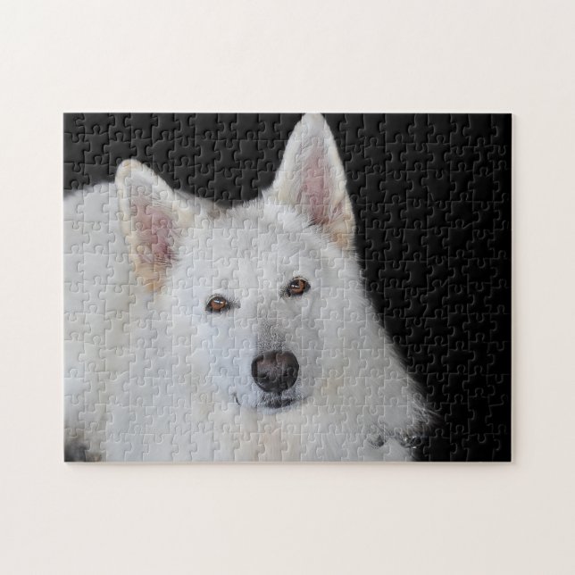 Vita tyska shepherd Jigsaws. Pussel (Horisontell)