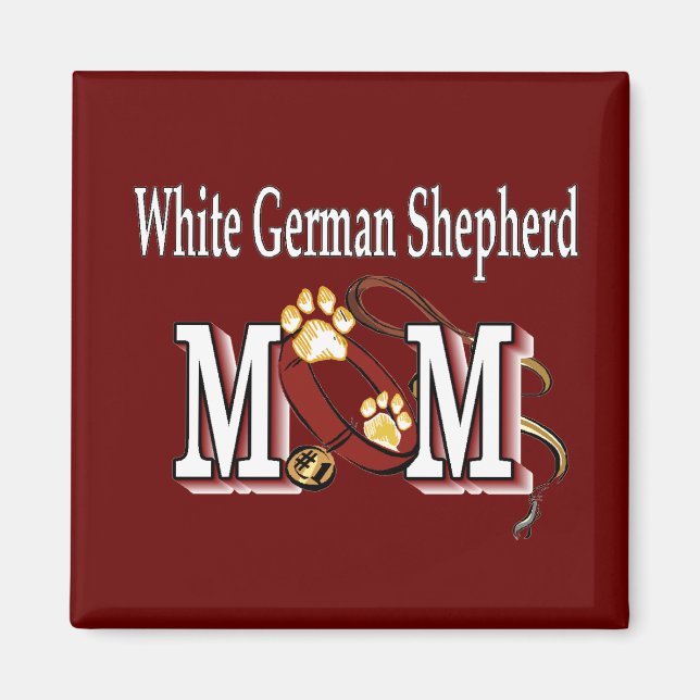 Vita tyska shepherd Mamma-gåvor Magnet (Framsidan)