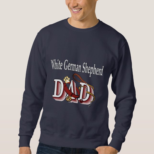 Vita tyska shepherd Pappa-gåvor Sweatshirt (Framsida)