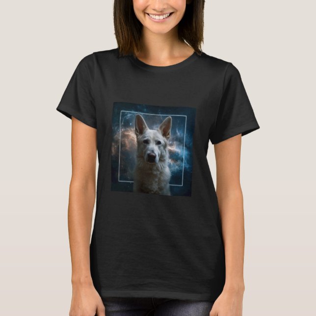 Vita tyska vallhundar rymden t shirt (Framsida)