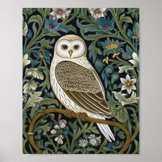 Vita uggla art nouveau stil poster