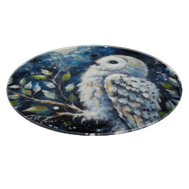 Vita Uggla på Gren i månljusmålning