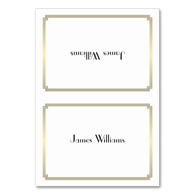 Vita Underbara gatsby Art Deco Guld ortkort Bordsnummer (Framsidan)