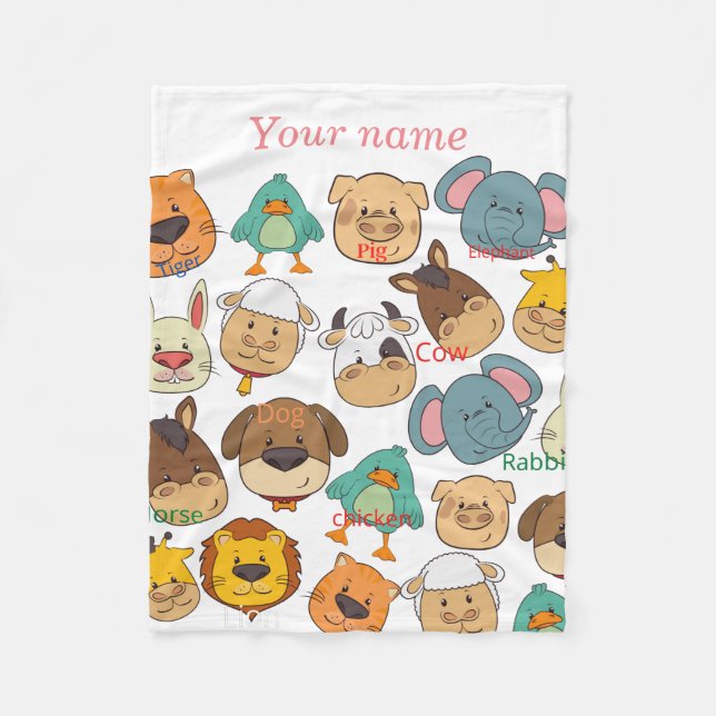 Vita ungar av elefant från tamfågel fleecefilt (Framsidan)