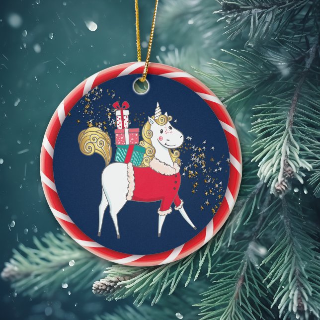 Vita Unicorn-gåvor Julgransprydnad Keramik (Skapare uppladdad)