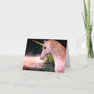 Vita Unicorn och Mist Fantasy-tackkort Tack Kort