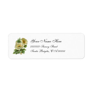 Vita vallmor Vintage Blommiga Adressetiketter Returadress Etikett
