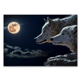 Vita Vargar Howling vid Full Moon Bord Card Bordsnummer