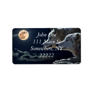 Vita Varger i hela månen Adressetikett