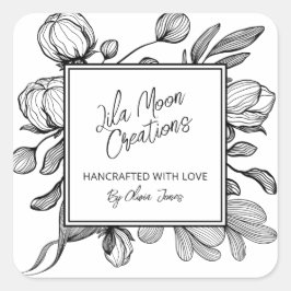 Vita varumärken för linjekonst fyrkantigt klistermärke