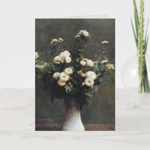 vita Vas i Chrysanthemums, Henri Fantin Latour Kort