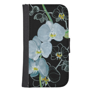 Vita vattenfärgade orkidéer Mönster Galaxy S4 Plånbok