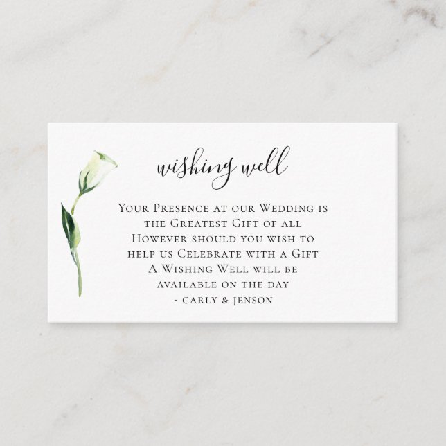 Vita vattenfärgen Blommigt Bröllop Wishing-brunn Tilläggskort (Framsida)