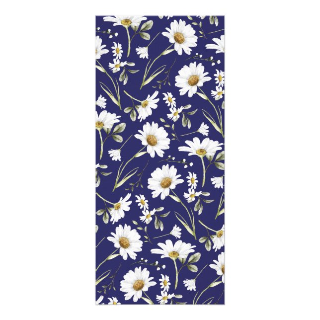 Vita vattenfärgsblommor reklamkort (Framsidan)