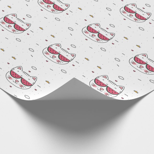 Vita vattenmelonglas för katt presentpapper (Hörn)